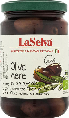 Schwarze Oliven in Salzlake Bio La Selva