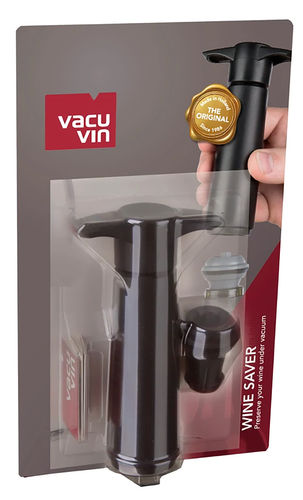 Vakuumpumpe Schwarz mit 1 Weinverschluss Vacu Vin
